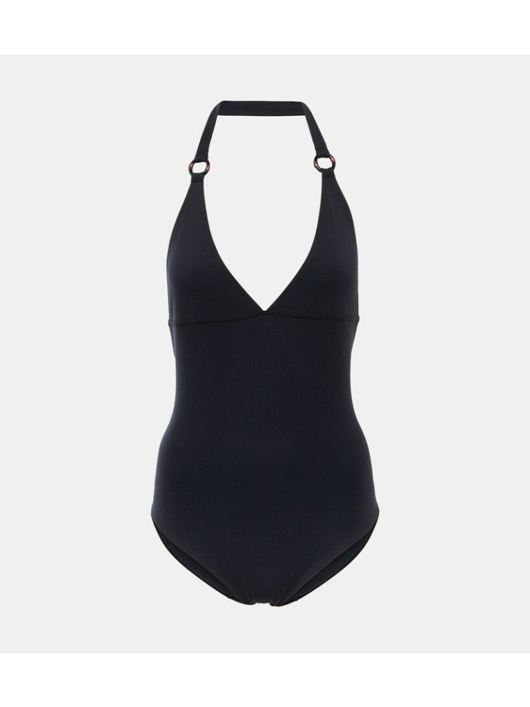 Nwt Loro Piana Ring Marine Halterneck Swimsuit Navy Blue Sz 42 100% Authentic
